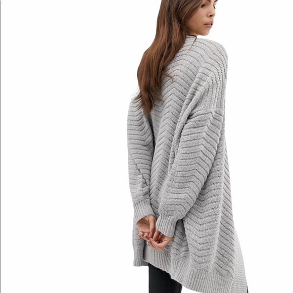 ASOS Y.A.S Chunky Cable Cardigan in Grey - Picture 2 of 7